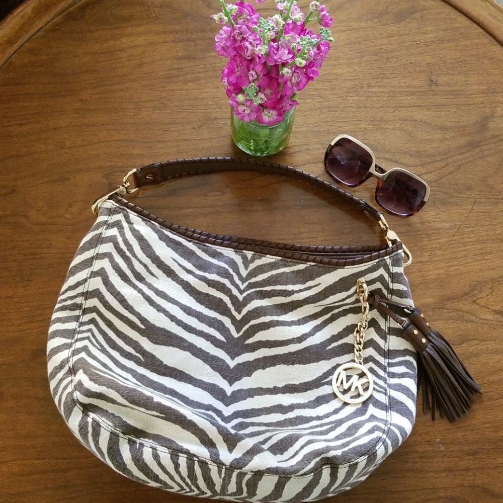 Michael Kors Zebra brown and cream purse.